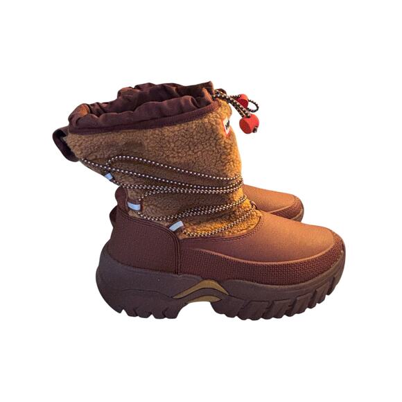Hunter Wanderer Faux Shearling Waterproof Snow Boots 8 Mawson Creek/Muted Berry - Picture 2 of 6